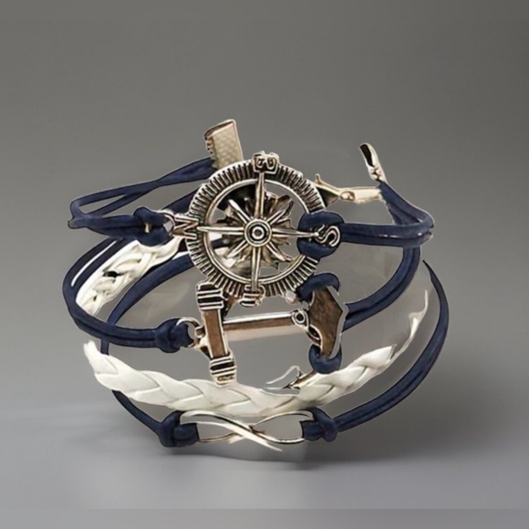 Other - Unisex Nautical Anchor Infinity compass braided bracelet New